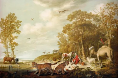 Orpheus met dieren in een landschap